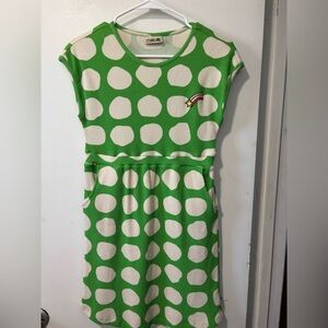 CarlijnQ Super Dot Green White Polka Dot Rainbow Star Girls Dress Size 12 14